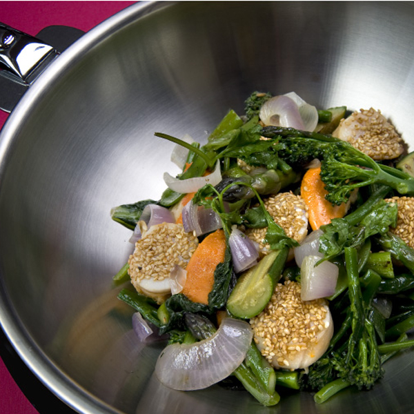 wok legumes verts st jacques